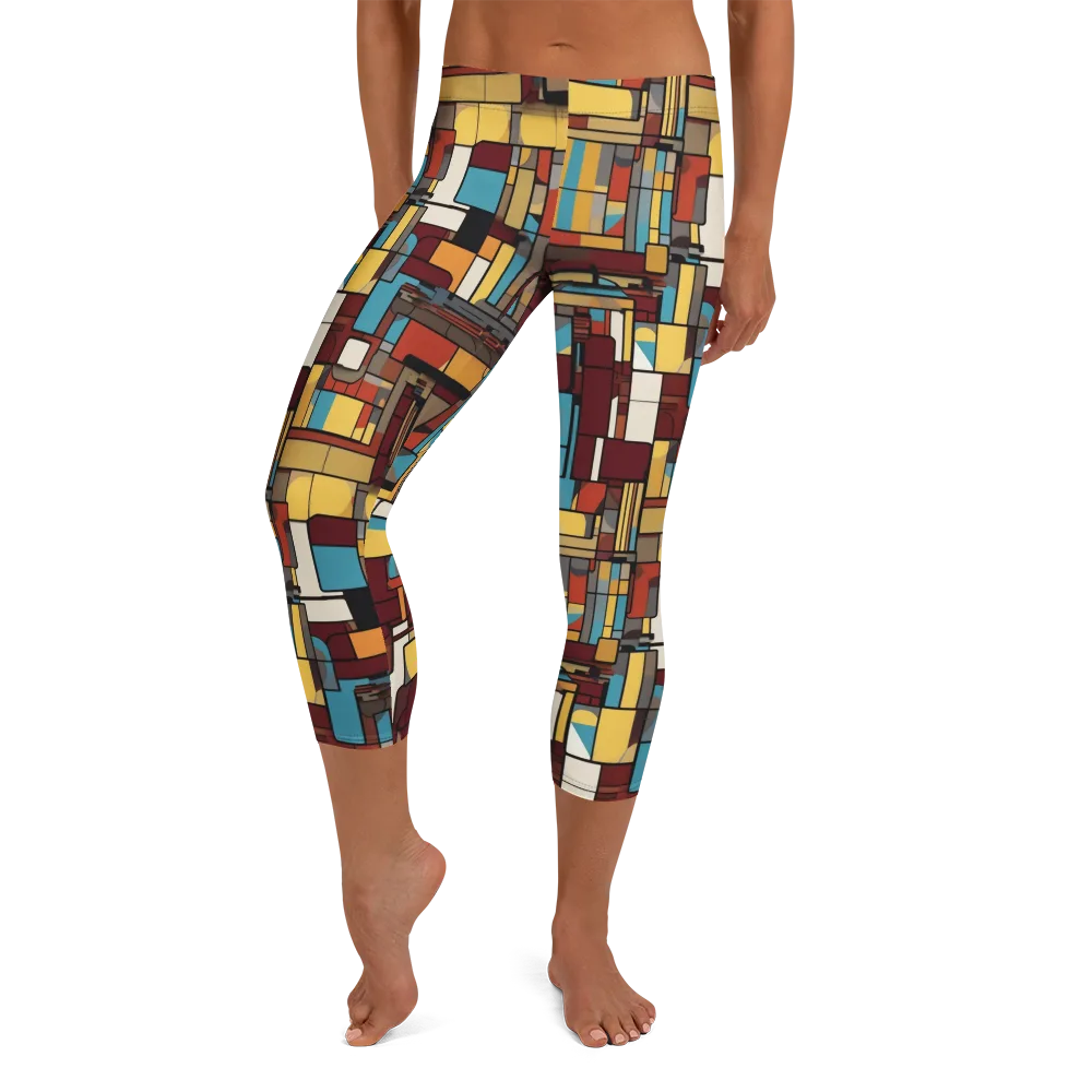 Bauhaus Circuit on Capri Leggings — Front