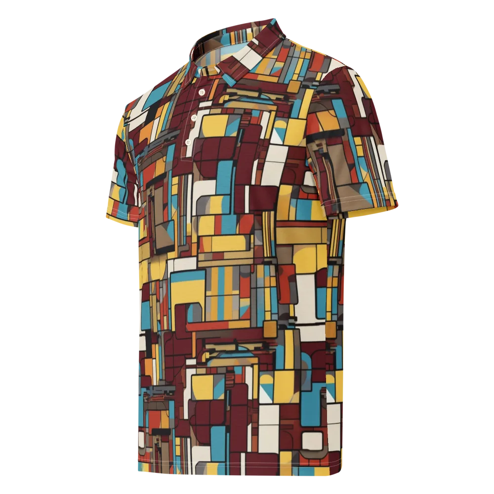 Bauhaus Circuit on Men's Slim Fit Polo Shirt — Left Front