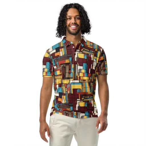 Bauhaus Circuit on a Men's Slim Fit Polo Shirt
