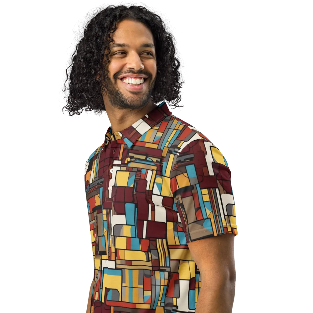 Bauhaus Circuit on Men's Slim Fit Polo Shirt — Left Front