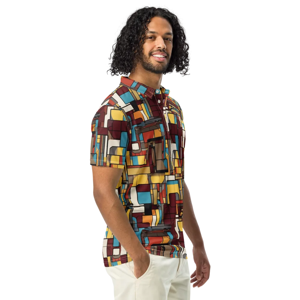 Bauhaus Circuit on Men's Slim Fit Polo Shirt — Right Front