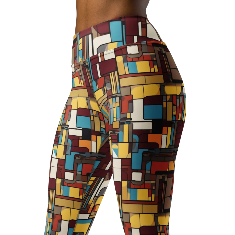 Bauhaus Circuit on Yoga Leggings — Left Front