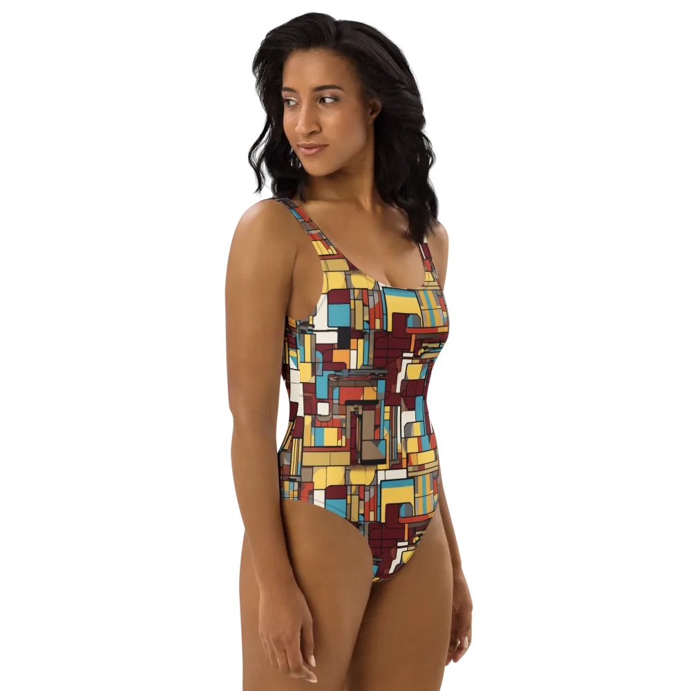 Bauhaus Circuit on One-Piece Swimsuit — Right
