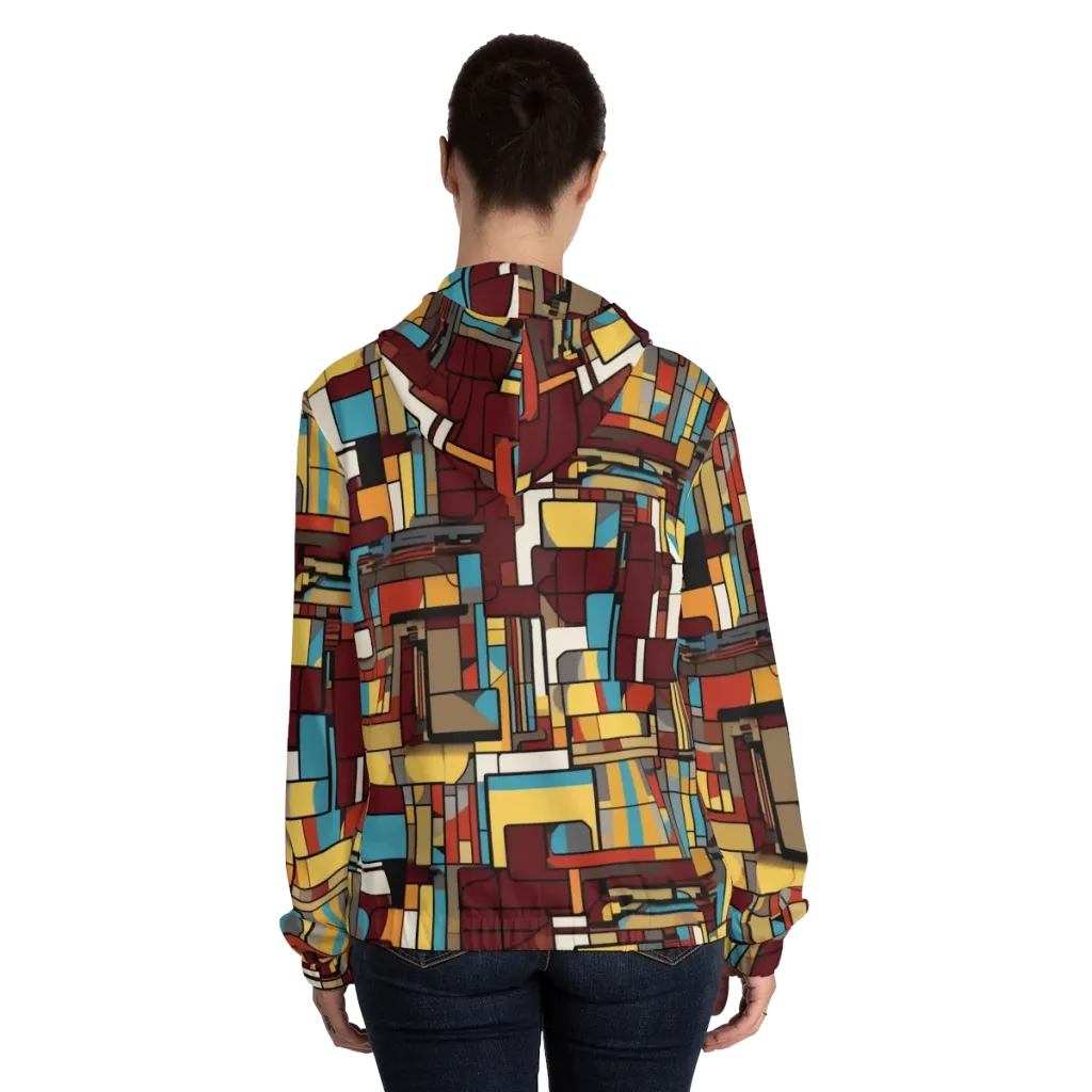 Bauhaus Circuit on Women's Full-Zip Hoodie — Back On Person