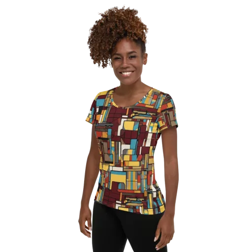 Bauhaus Circuit on a Women's Athletic T-Shirt