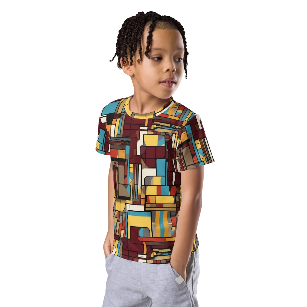 Bauhaus Circuit on Kids Crew Neck T-Shirt — Left Front