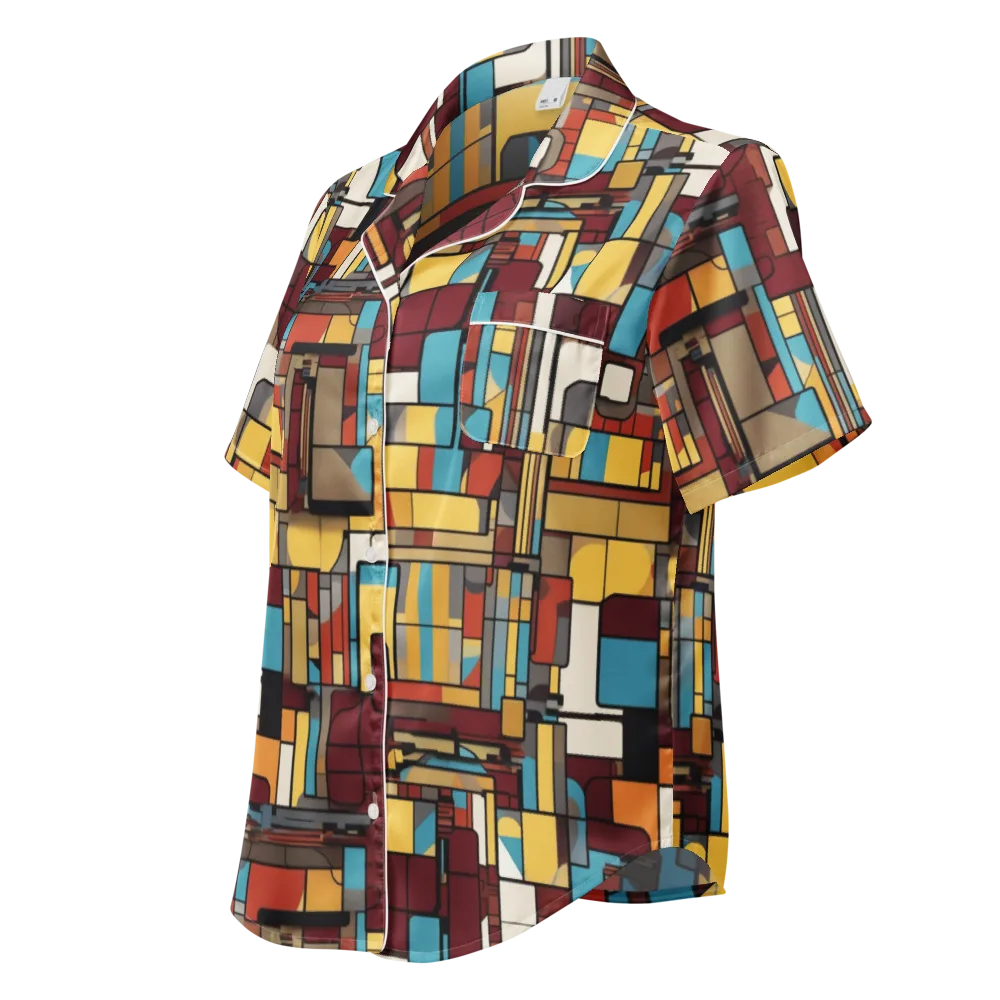 Bauhaus Circuit on Women's Short Sleeve Pajama Top — Left Front