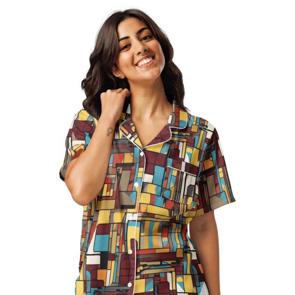 Bauhaus Circuit on Women's Short Sleeve Pajama Top — Front