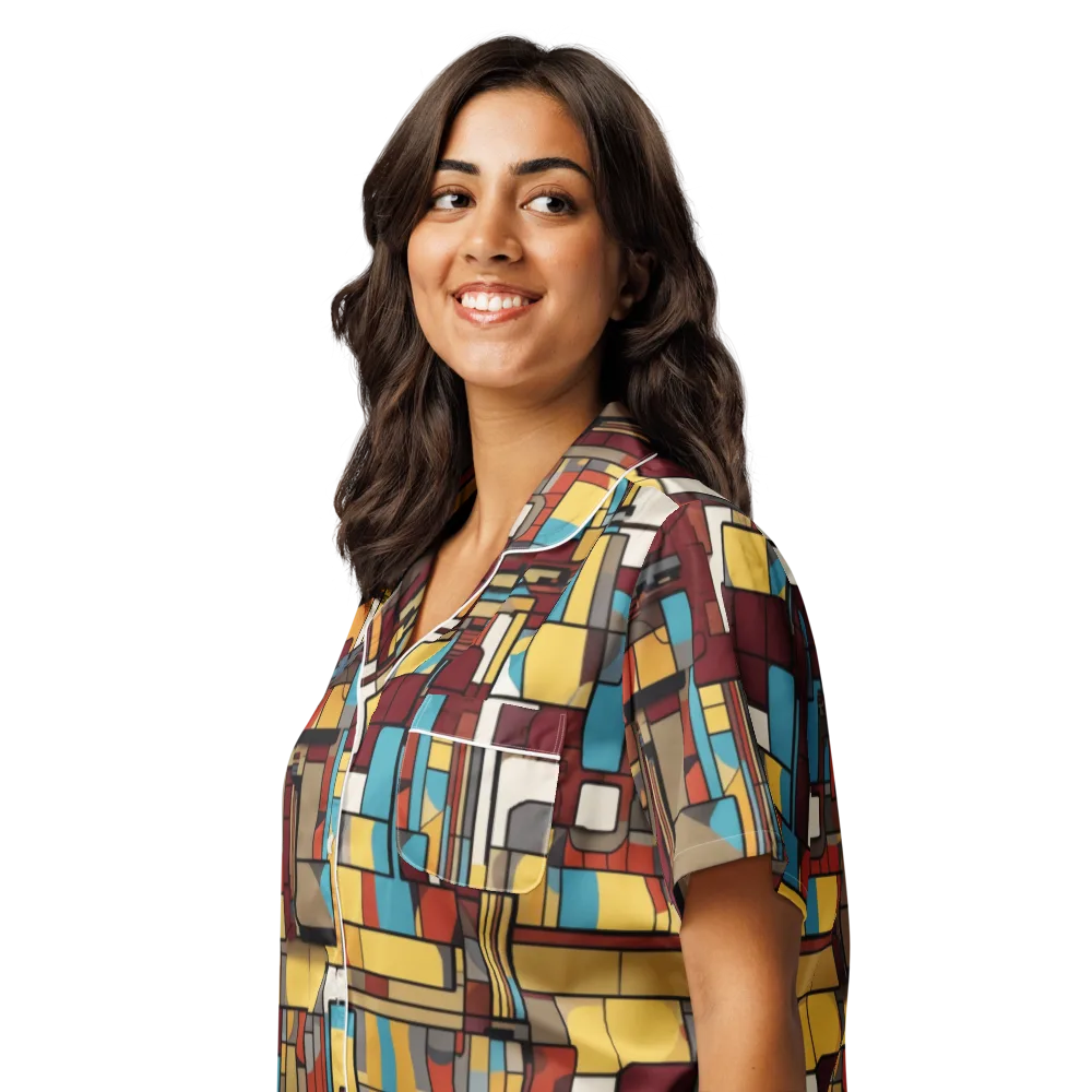 Bauhaus Circuit on Women's Short Sleeve Pajama Top — Left Front