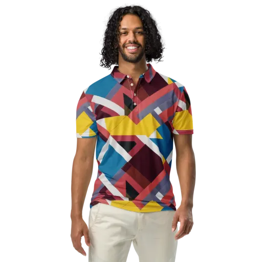 Chromatic Construct on a Men's Slim Fit Polo Shirt