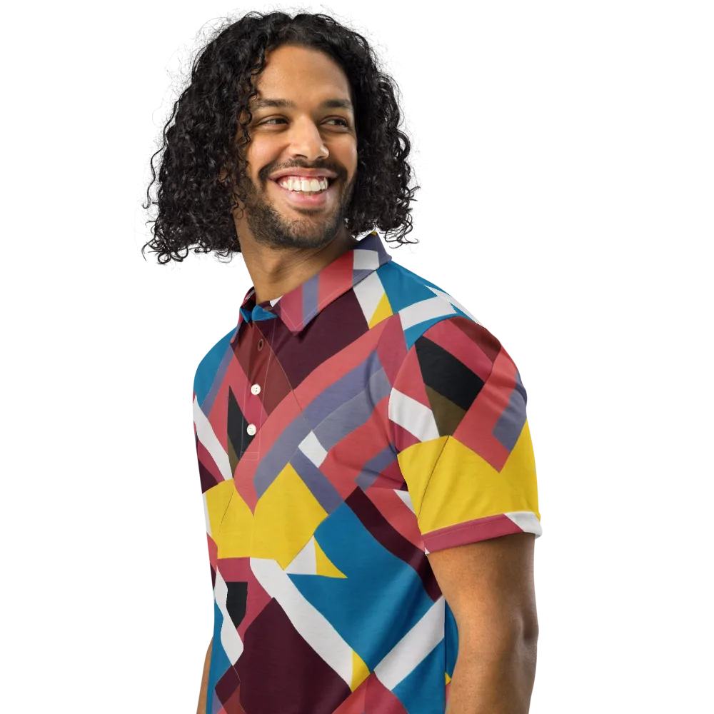 Chromatic Construct on Men's Slim Fit Polo Shirt — Left Front