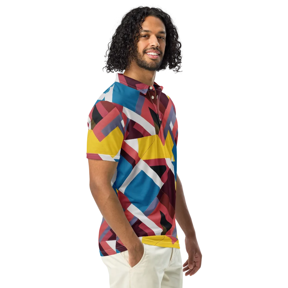 Chromatic Construct on Men's Slim Fit Polo Shirt — Right Front