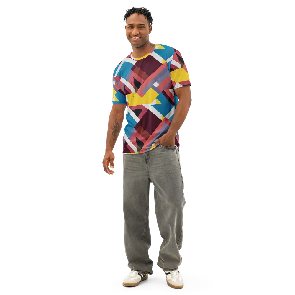 Chromatic Construct on Men's Cotton Crew Neck T-Shirt — Front