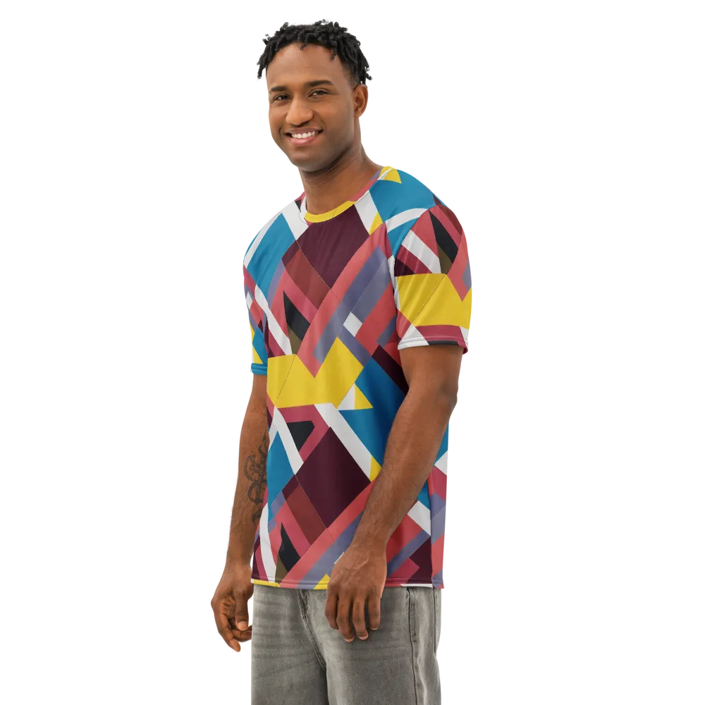 Chromatic Construct on Men's Cotton Crew Neck T-Shirt — Left Front