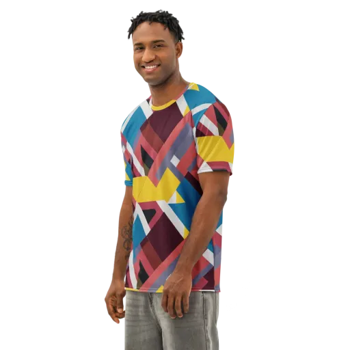 Chromatic Construct on a Men's Cotton Crew Neck T-Shirt