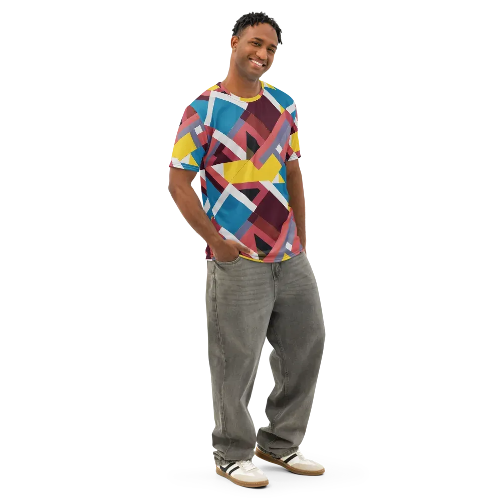 Chromatic Construct on Men's Cotton Crew Neck T-Shirt — Right Front