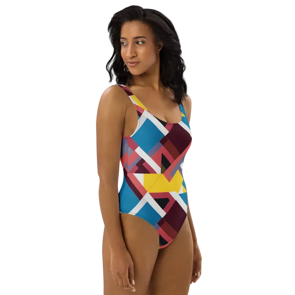 Chromatic Construct on One-Piece Swimsuit — Right