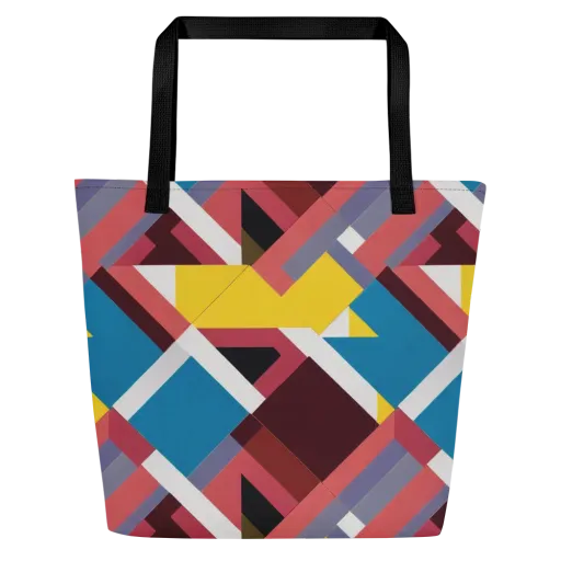 Chromatic Construct on a Large Tote Bag W/ Pocket