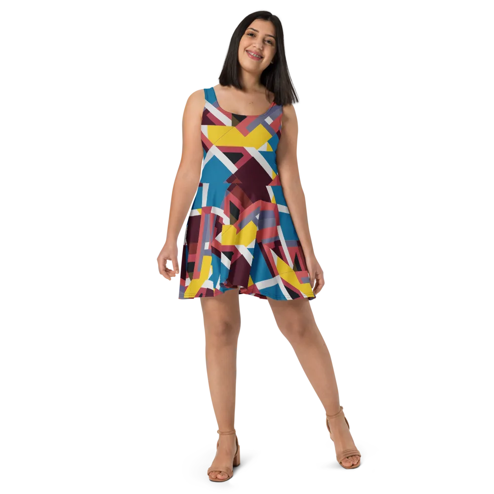 Chromatic Construct on Skater Dress — Front