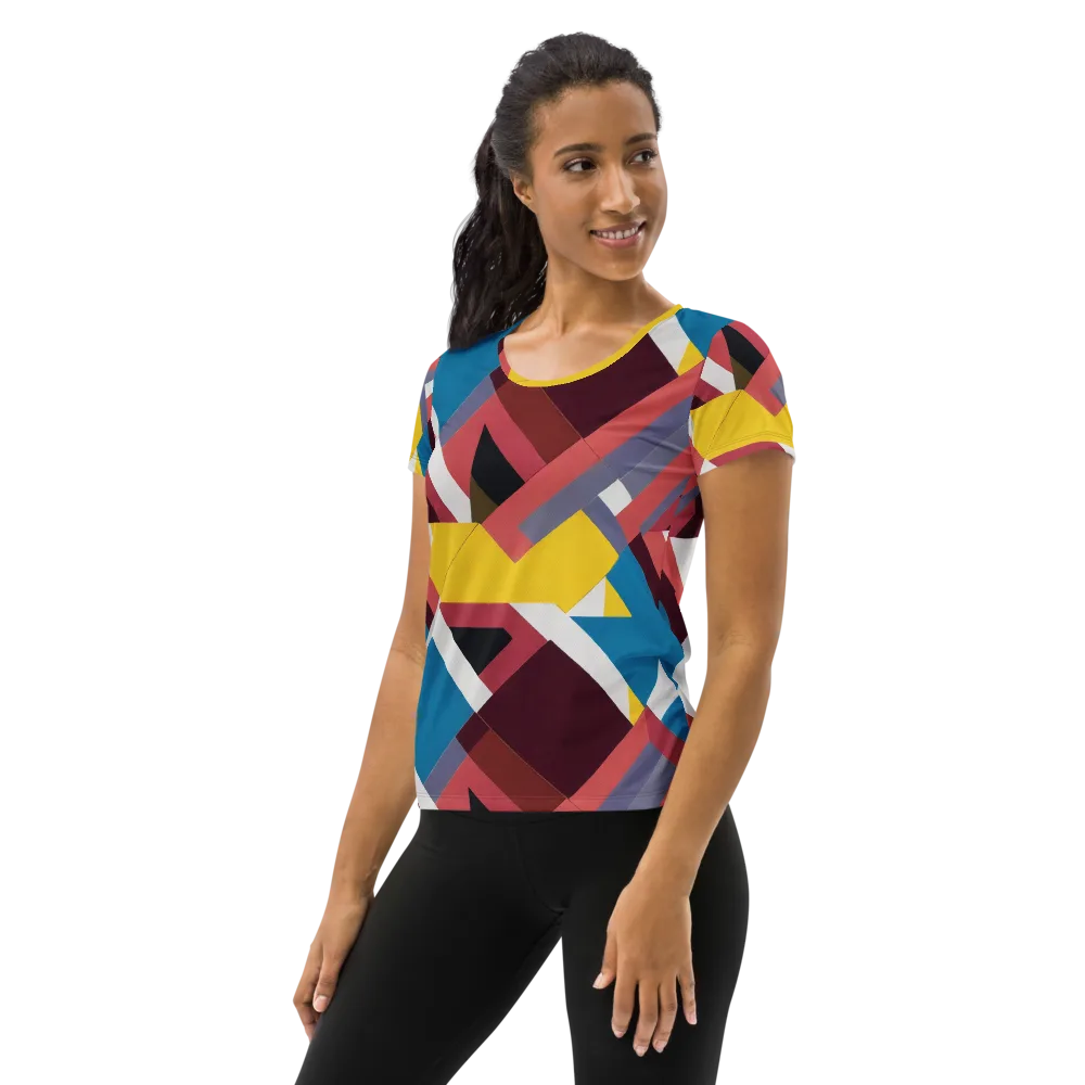 Chromatic Construct on Women's Athletic T-Shirt — Left
