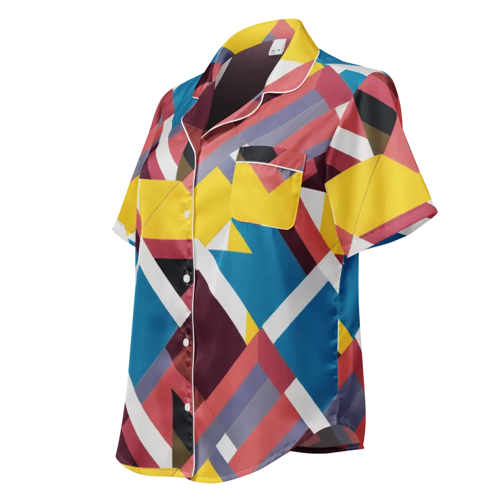 Chromatic Construct on Women's Short Sleeve Pajama Top — Left Front