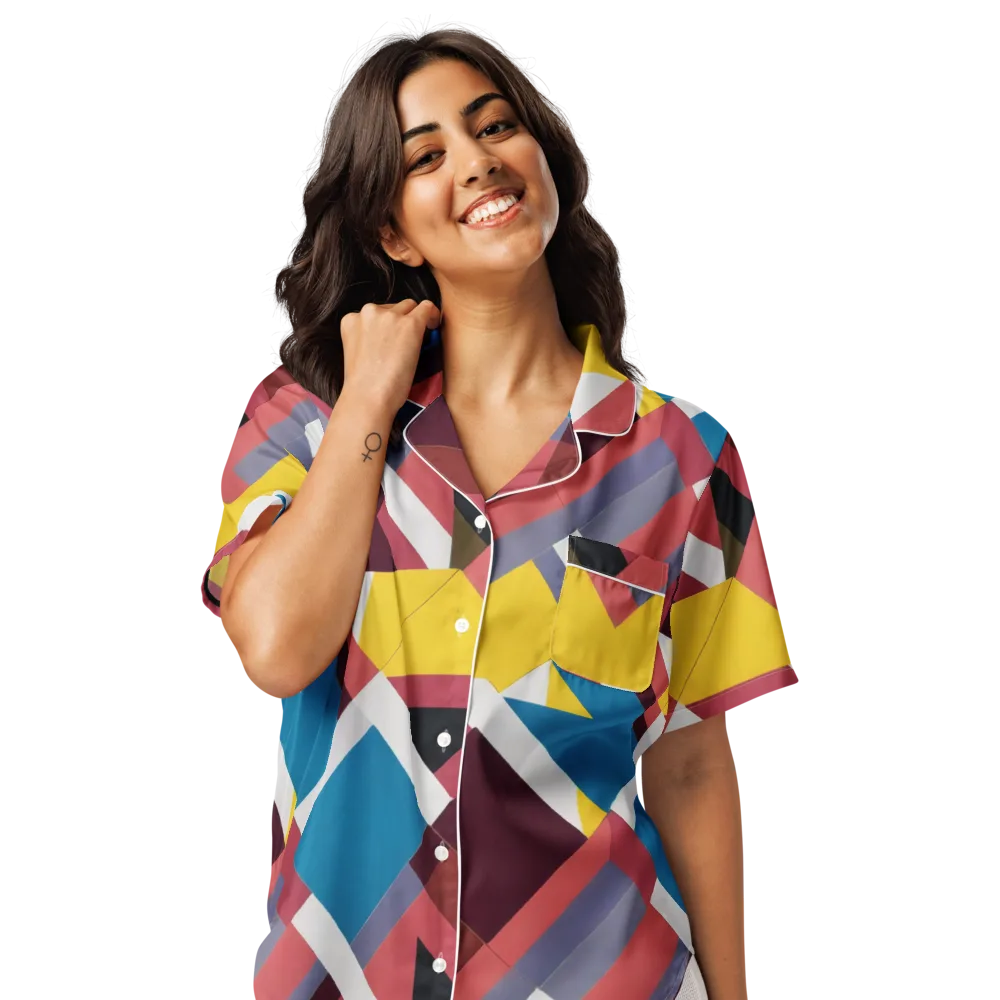 Chromatic Construct on Women's Short Sleeve Pajama Top — Front