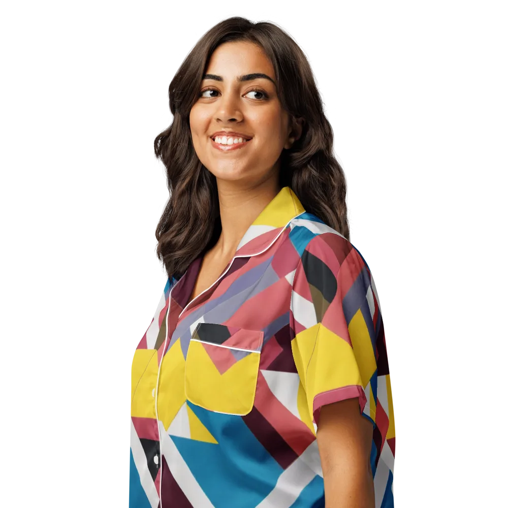 Chromatic Construct on Women's Short Sleeve Pajama Top — Left Front