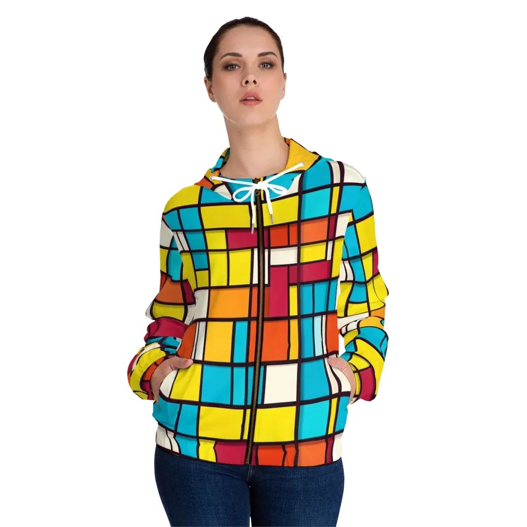 Primary Transit on Women's Full-Zip Hoodie — Front On Person