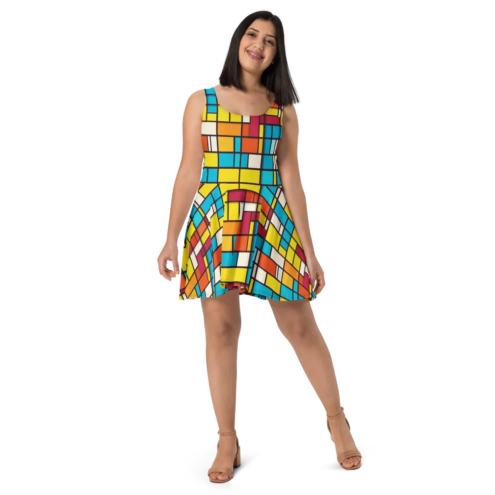 Primary Transit on Skater Dress — Front