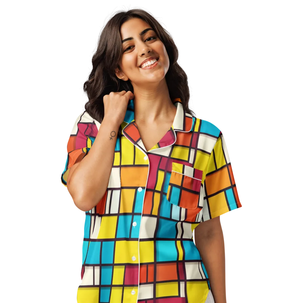 Primary Transit on Women's Short Sleeve Pajama Top — Front