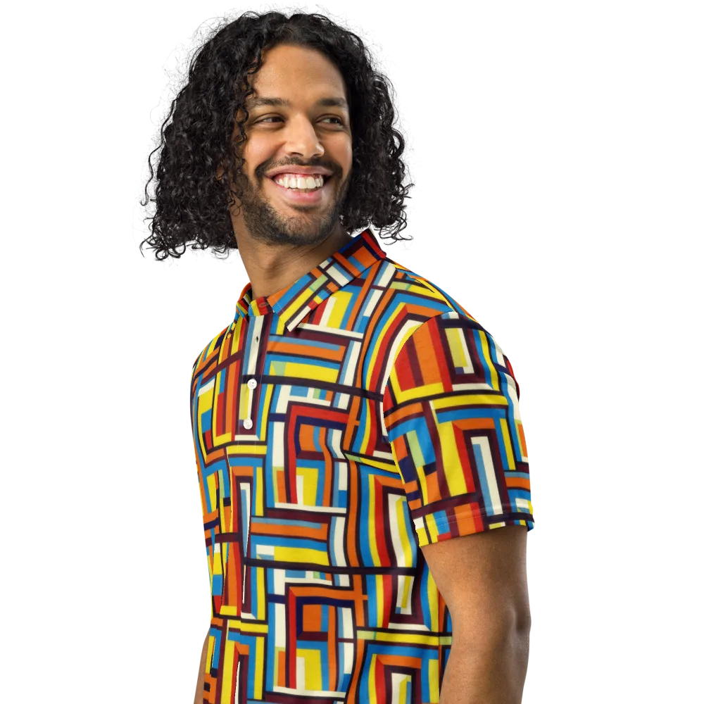 Modular Voltage on Men's Slim Fit Polo Shirt — Left Front