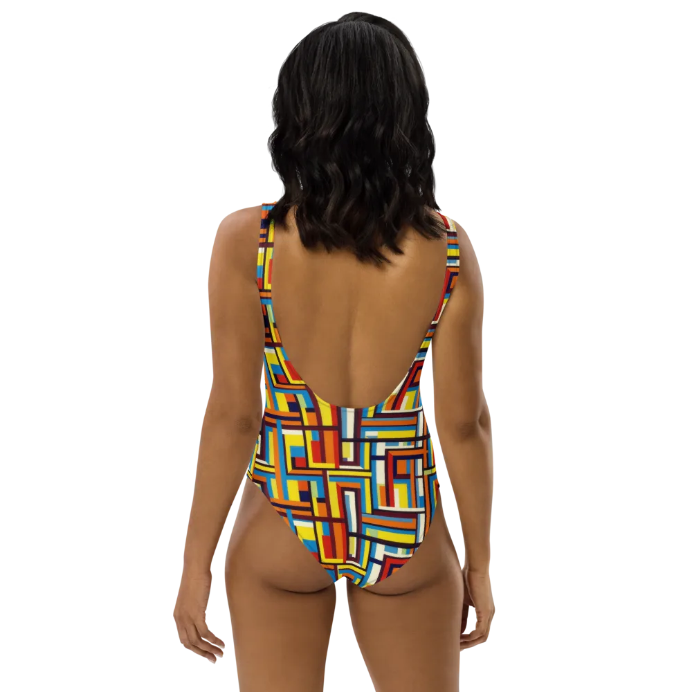 Modular Voltage on One-Piece Swimsuit — Back