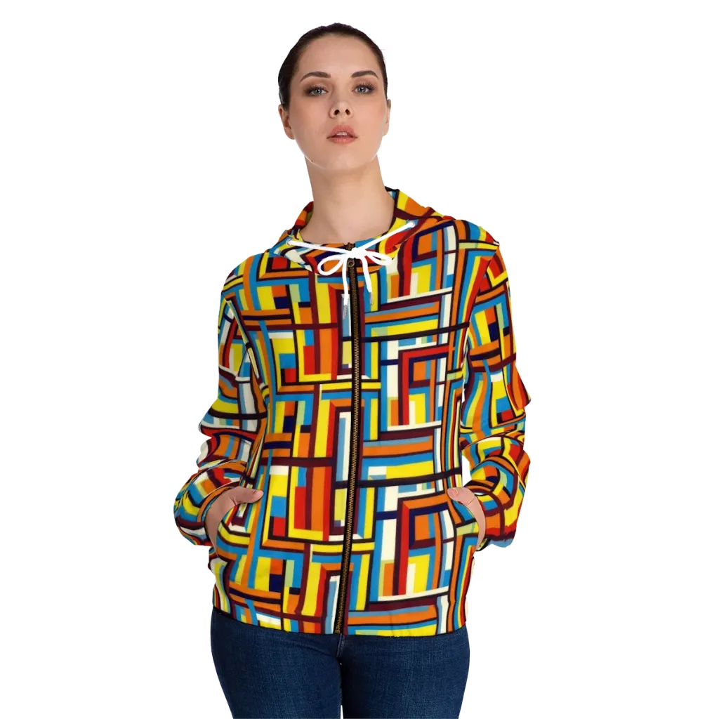 Modular Voltage on Women's Full-Zip Hoodie — Front On Person