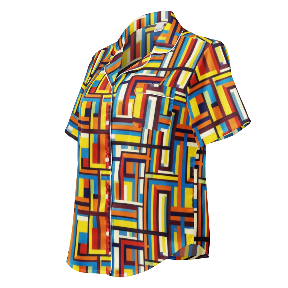 Modular Voltage on Women's Short Sleeve Pajama Top — Left Front