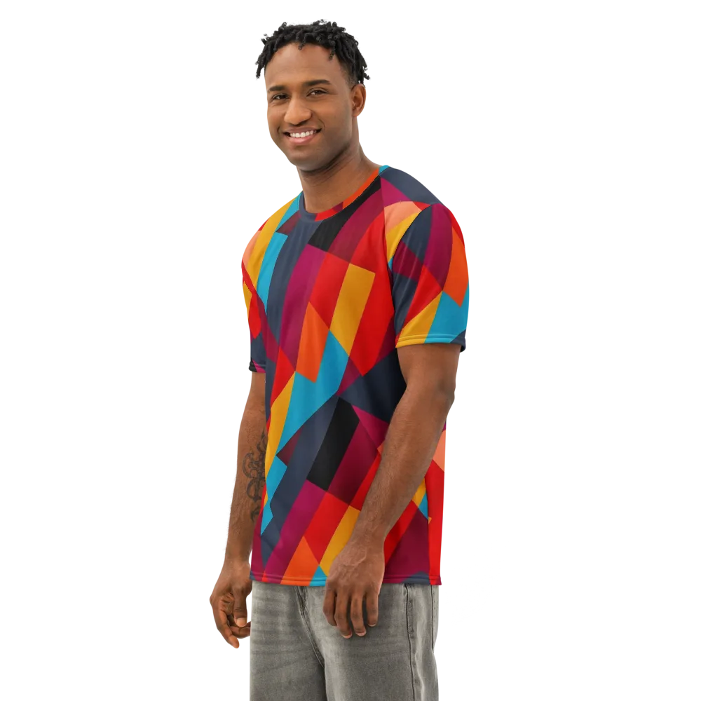 Chromatic Interlock on Men's Cotton Crew Neck T-Shirt — Left Front