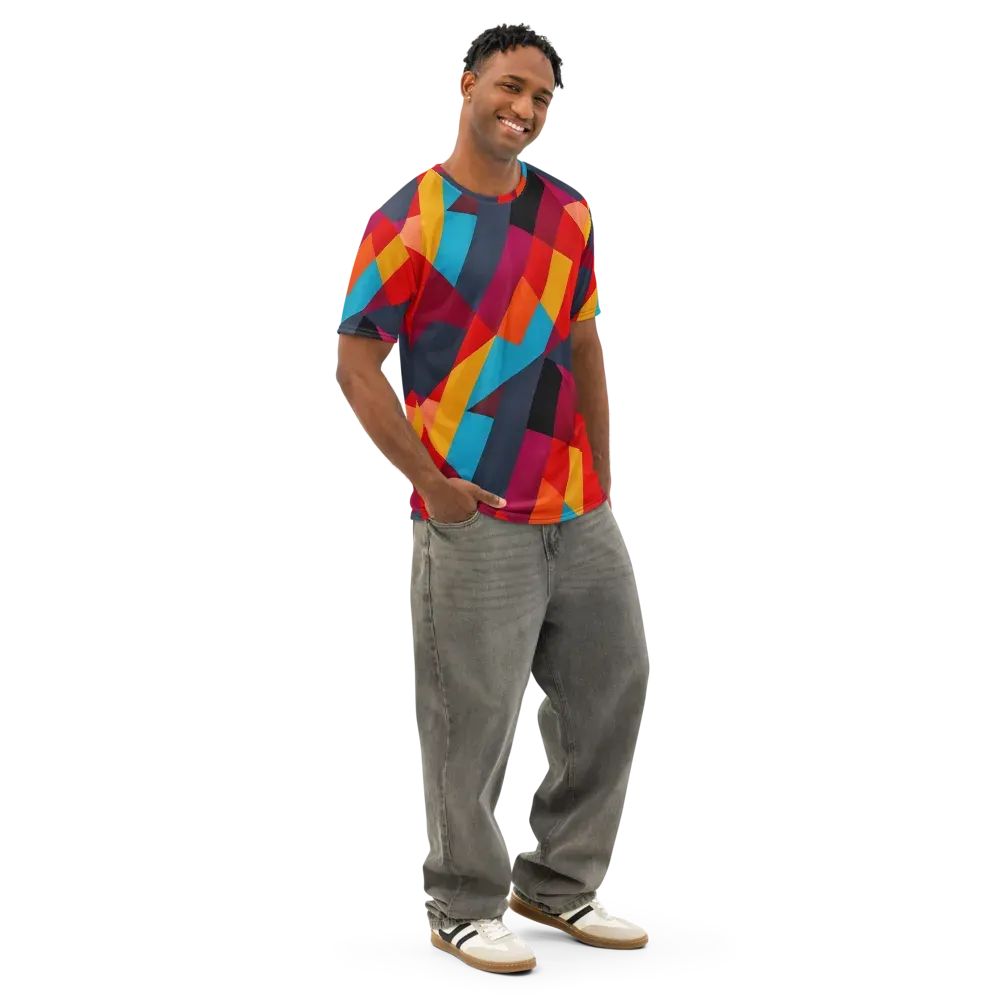Chromatic Interlock on Men's Cotton Crew Neck T-Shirt — Right Front