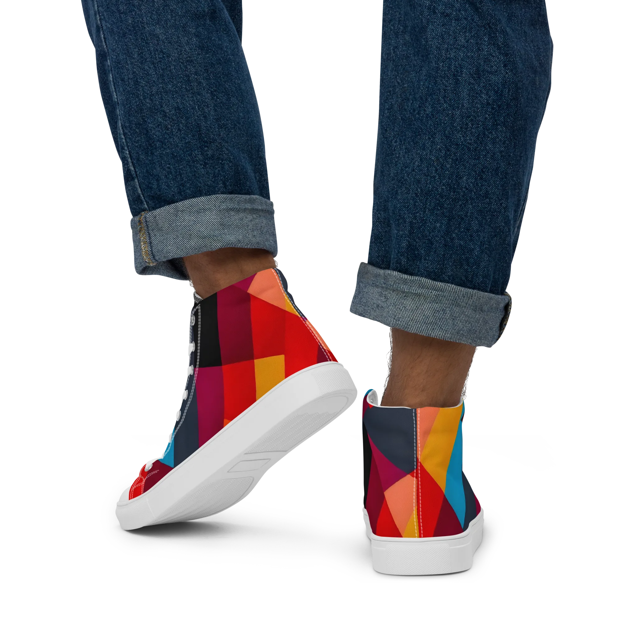 Chromatic Interlock on Men's High Top Canvas Shoes — Back
