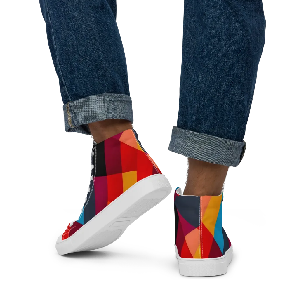 Chromatic Interlock on Men's High Top Canvas Shoes — Back