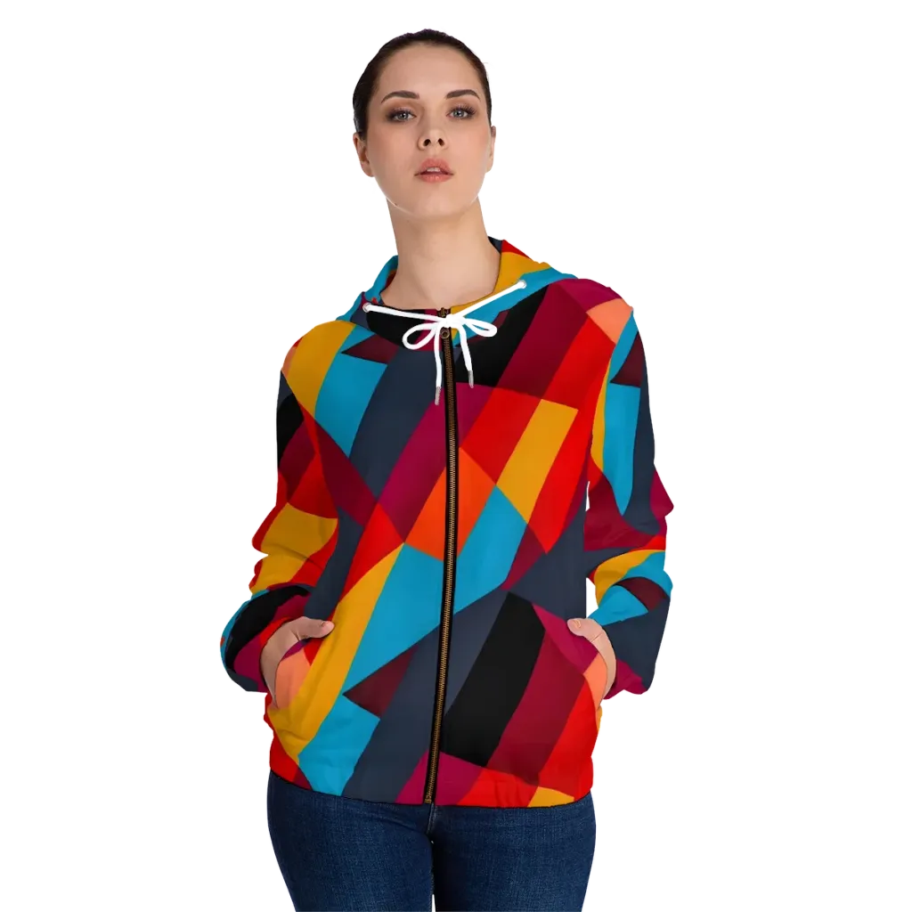 Chromatic Interlock on Women's Full-Zip Hoodie — Front On Person