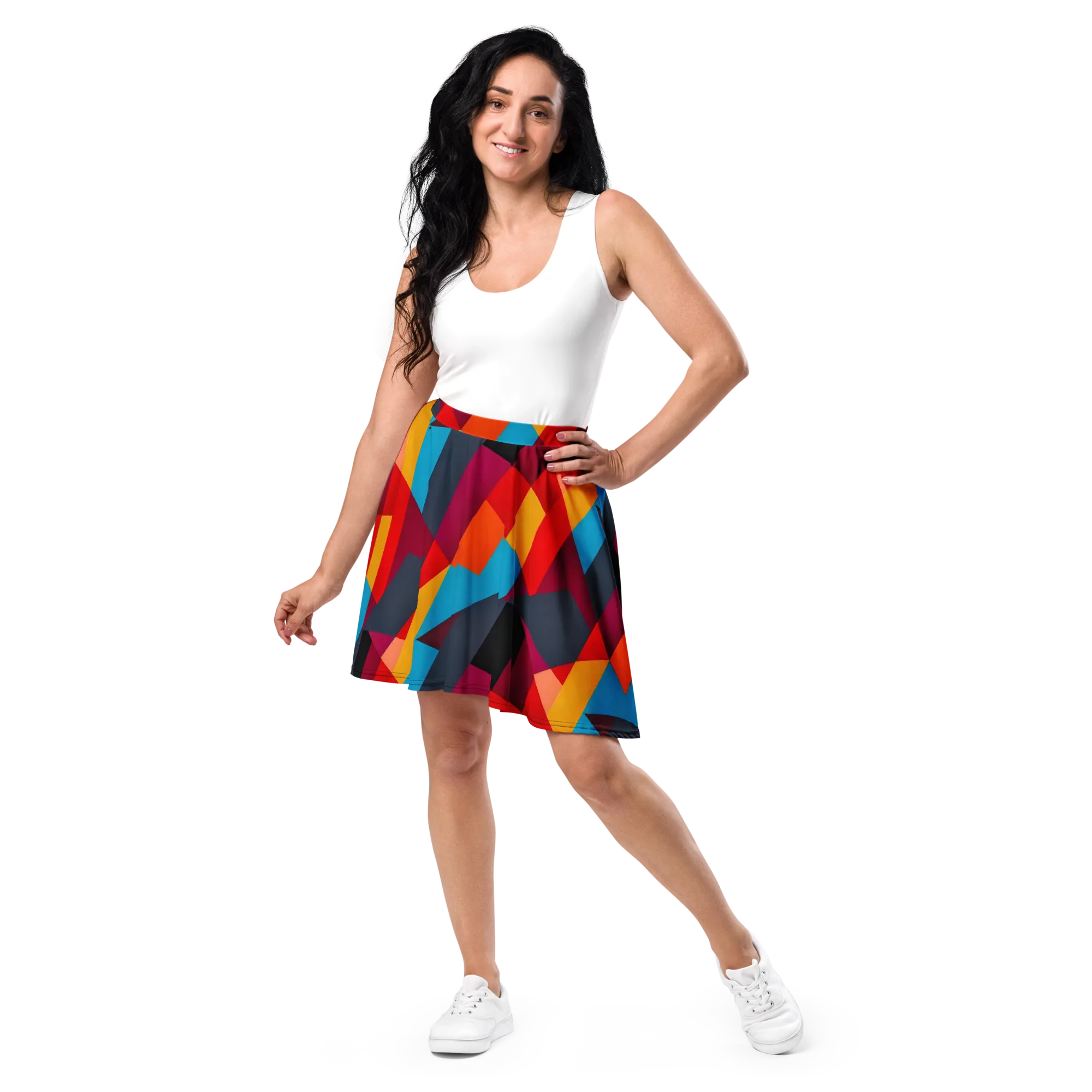 Chromatic Interlock on Skater Skirt — Front