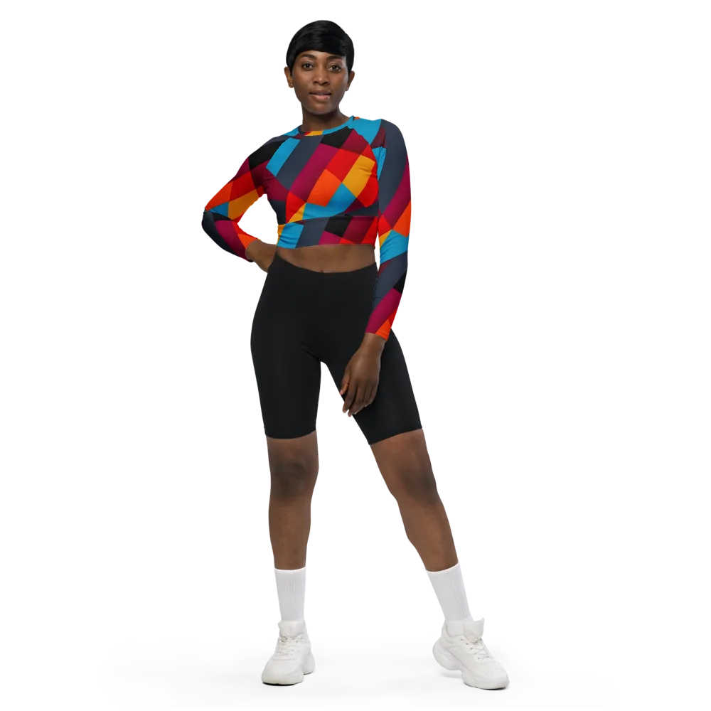 Chromatic Interlock on Long Sleeve Crop Top — Front