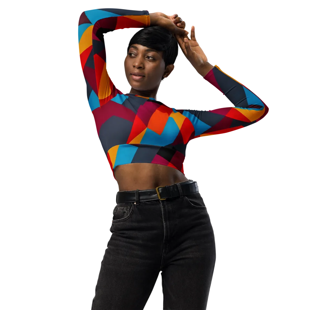 Chromatic Interlock on Long Sleeve Crop Top — Front