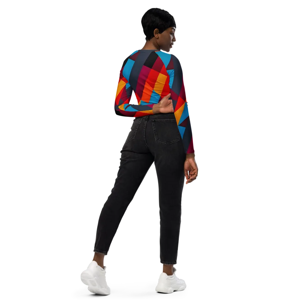Chromatic Interlock on Long Sleeve Crop Top — Right Back