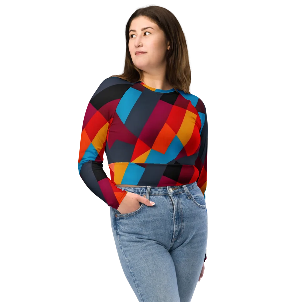 Chromatic Interlock on Long Sleeve Crop Top — Front