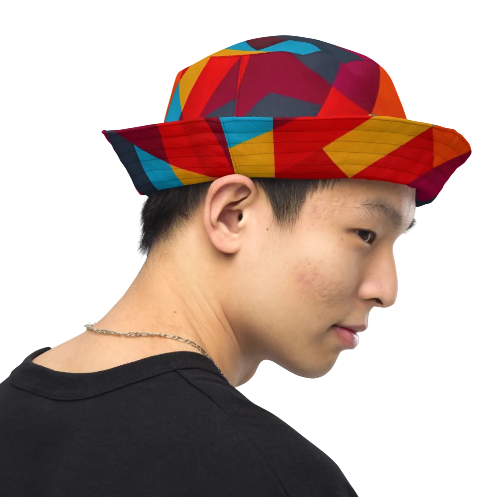 Chromatic Interlock on Reversible Bucket Hat — Right Outside