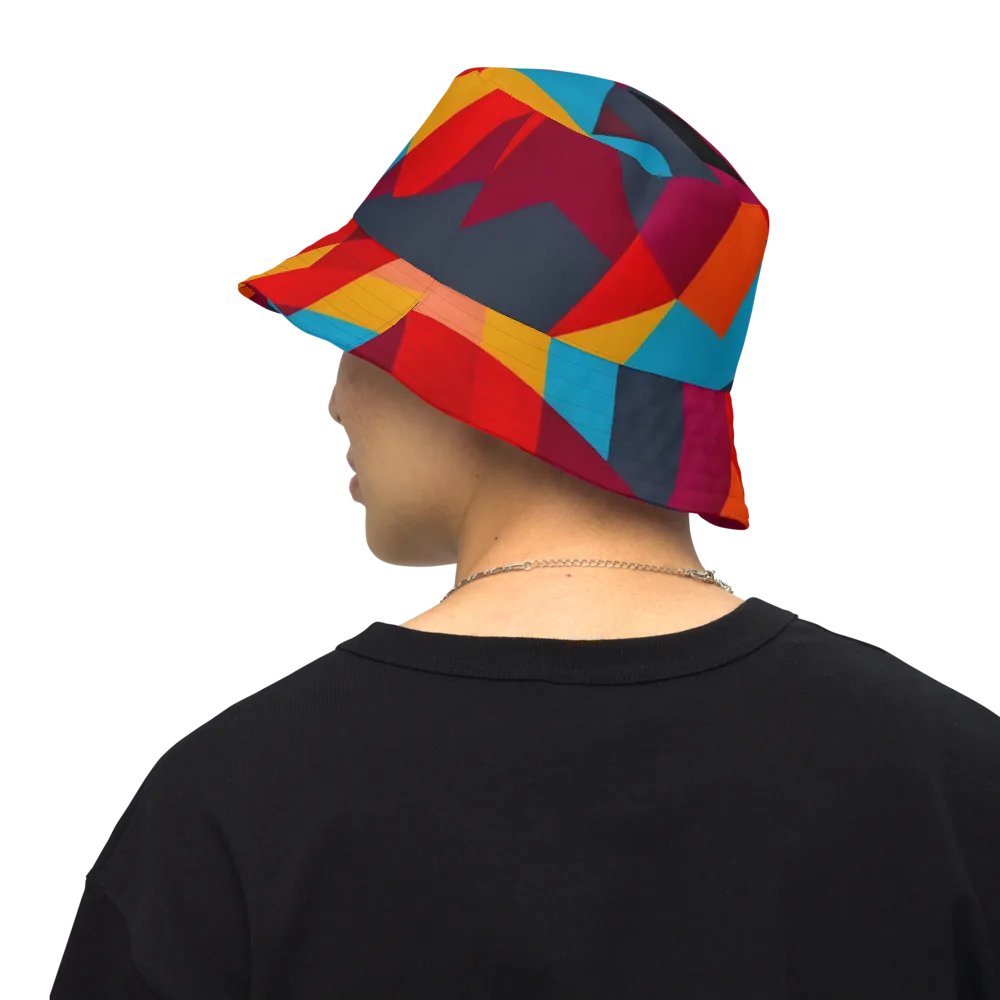 Chromatic Interlock on Reversible Bucket Hat — Back Inside