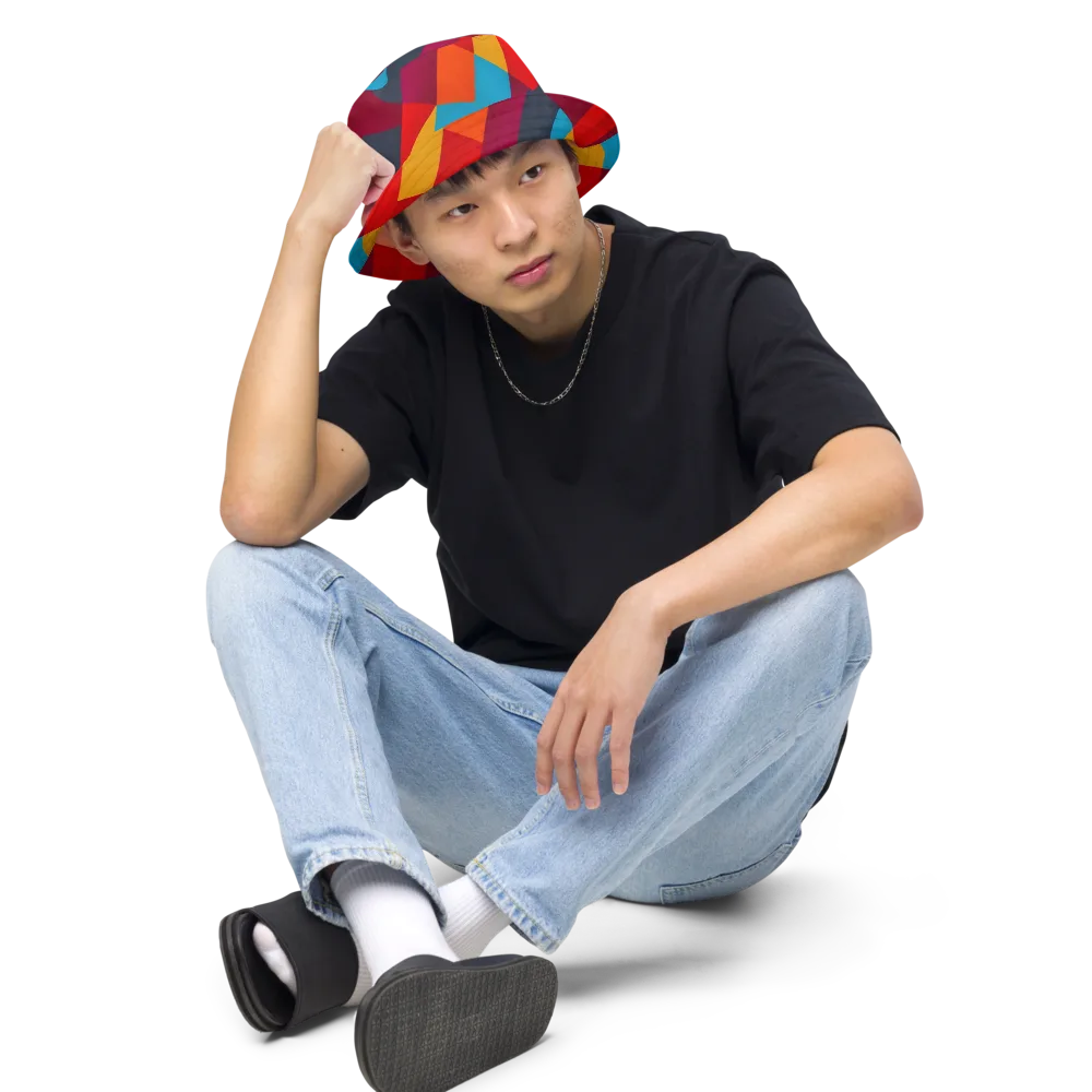 Chromatic Interlock on Reversible Bucket Hat — Front 2 Inside