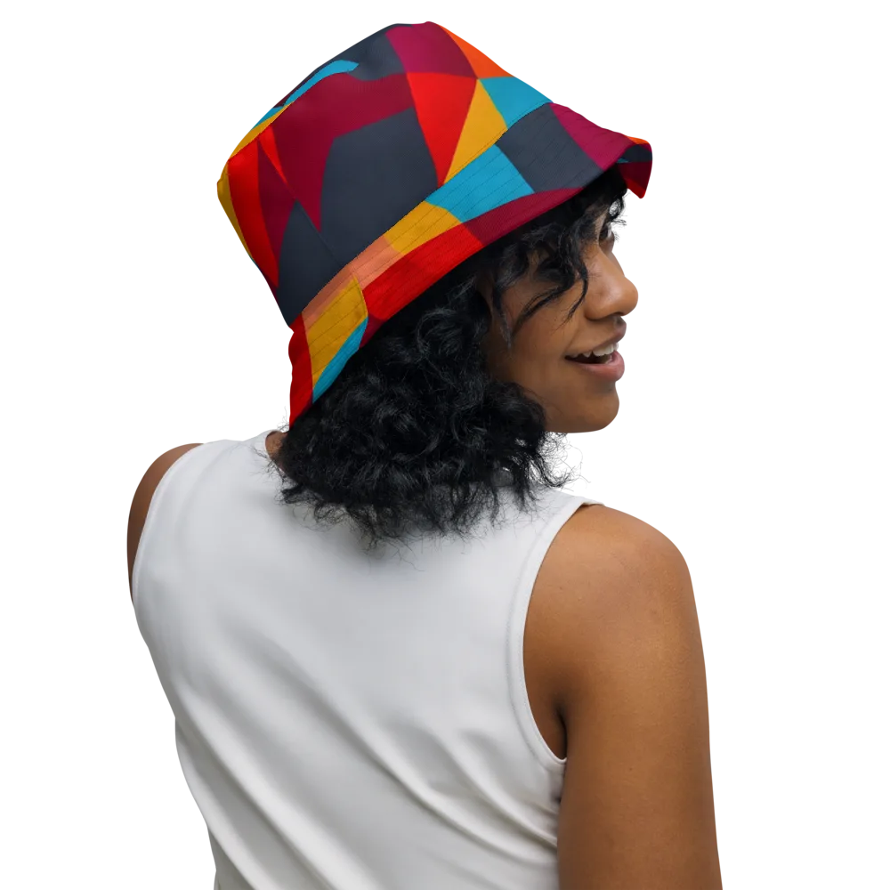 Chromatic Interlock on Reversible Bucket Hat — Right Outside