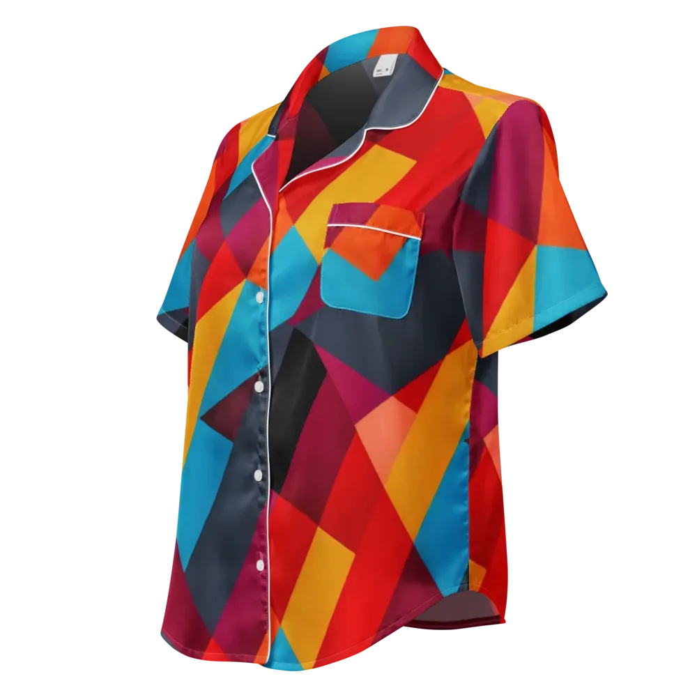 Chromatic Interlock on Women's Short Sleeve Pajama Top — Left Front