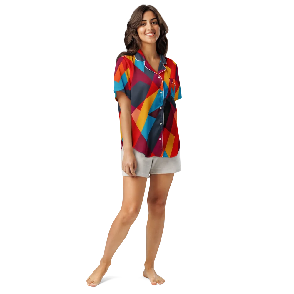 Chromatic Interlock on Women's Short Sleeve Pajama Top — Front